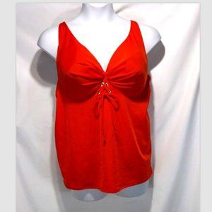 NWOT Cacique Swim Lightly Lined Plunge Swim Tankini Top Red 42DD